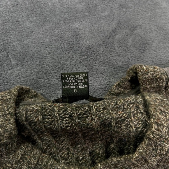 Eddie Bauer Sweater Mens Large Brown Pullover Military Crew Neck Elbow Patches - Picture 4 of 11